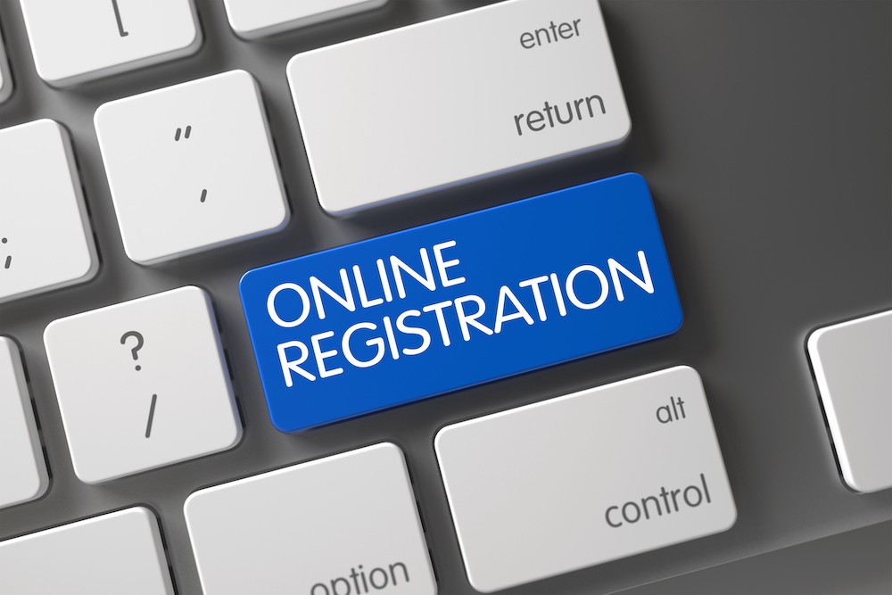 Online,Registration,Concept:,Laptop,Keyboard,With,Online,Registration,,Selected,Focus